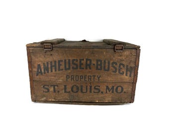 Antique Wood Beer Crate Anheuser Busch 1933 Wood Crate Vintage Wooden Beer Crate Budweiser Wood Crate Anheuser Busch St.Louis