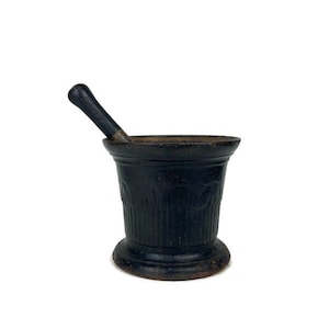 Antique Large Apothecary Mortar and Pestle 16 Pound 1900s Cast Iron Pharmacy