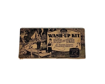 Antique 1920s Bay West Wash-Up Kit, Paper Soap & Towels