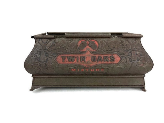 Antique Twin Oaks Mixture Tobacco Can 1920s