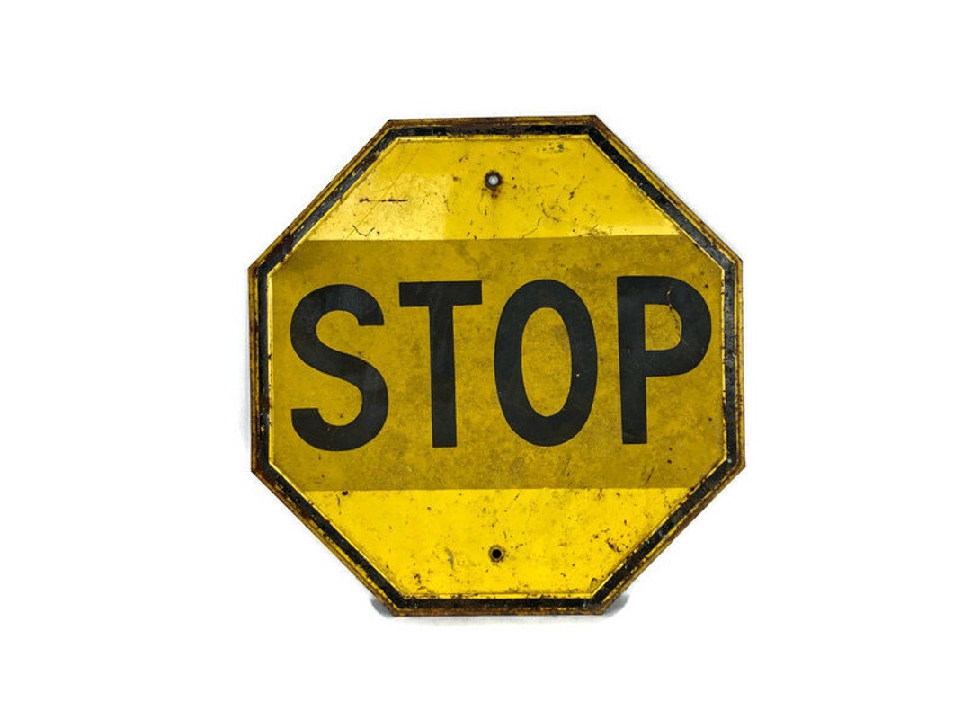 Antique Yellow Stop Sign Vintage 1950s Stop Sign Etsy