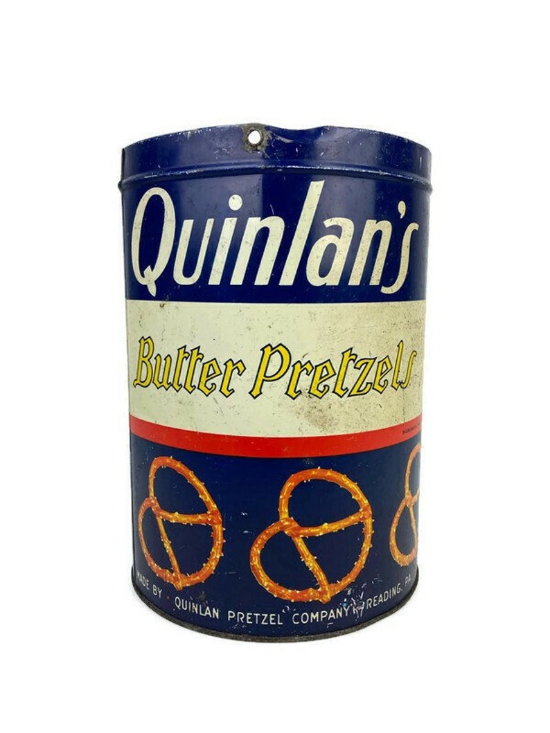Vintage Quinlans Pretzel Tin Blue 1950s Pretzel Tin Kitchen Etsy