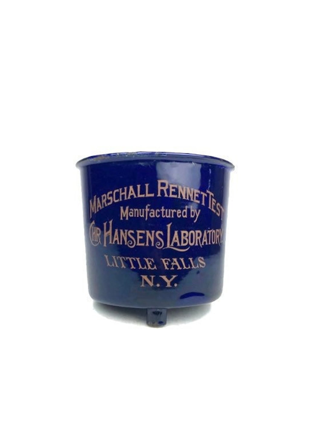 Antique 1900s Blue Porcelain Lab Cup Marschall Rennet Test Mfg Charles  Hansens Lab Little Falls New York -  New Zealand