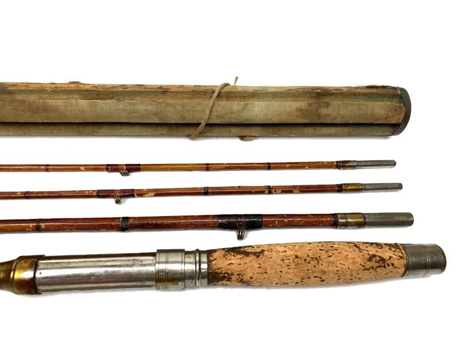 Antique Bamboo Fishing Pole 1920s Four Piece Wooden Bamboo Etsy