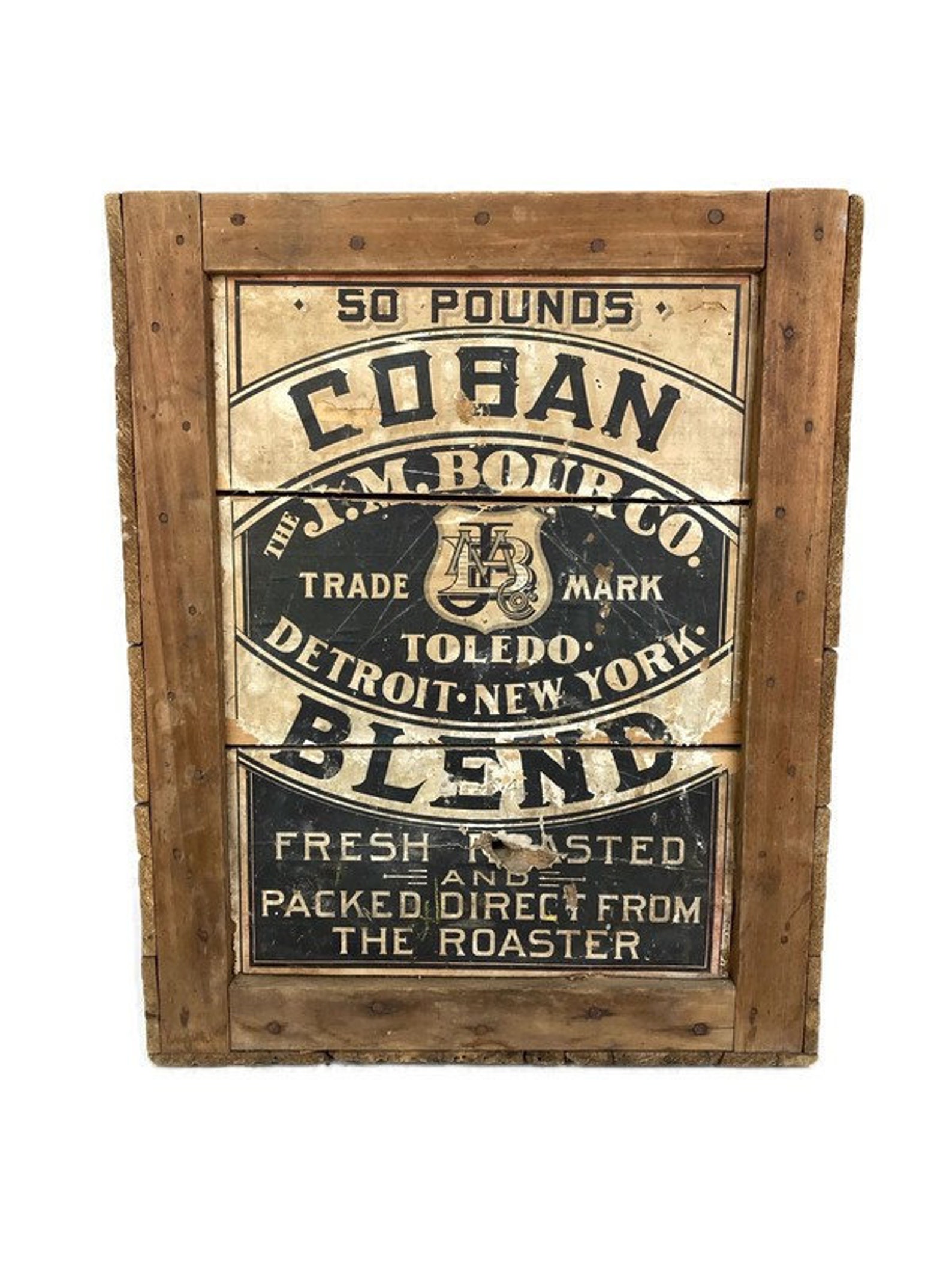 Antique Coffee Crate Paper Label Coffee Table 50 Pound Coban Etsy