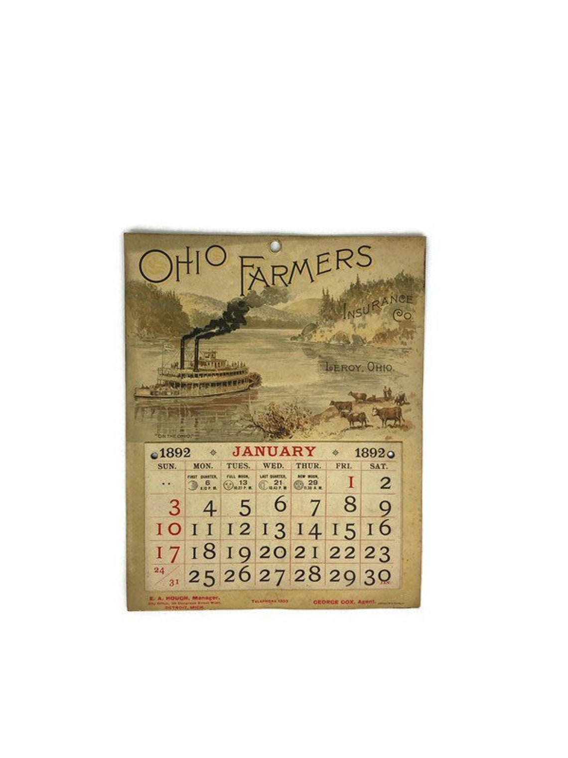 Antique 1892 Ohio Farmers Insurance Company Advertising Etsy