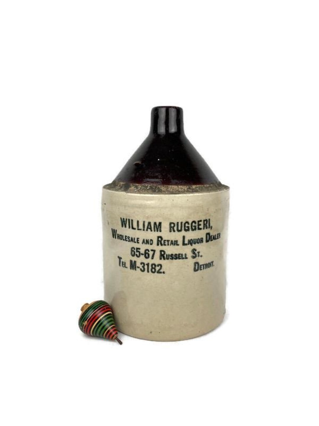 Antique Detroit Stoneware Jug William Ruggeri Liquor Dealers Detroit Antique Detroit Stoneware Jug William Ruggeri Liquor Dealers Detroit