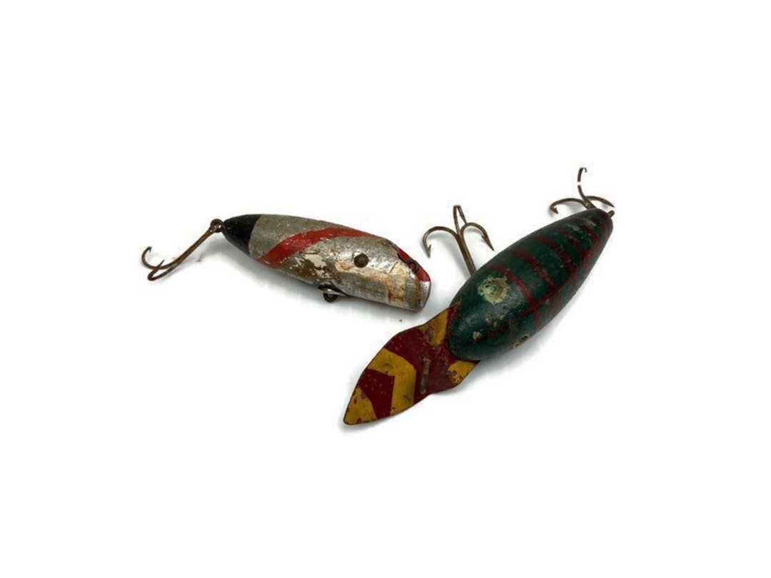 Vintage 1950s Folk Art Fishing Lures Hand Painted Wood Lures Etsy