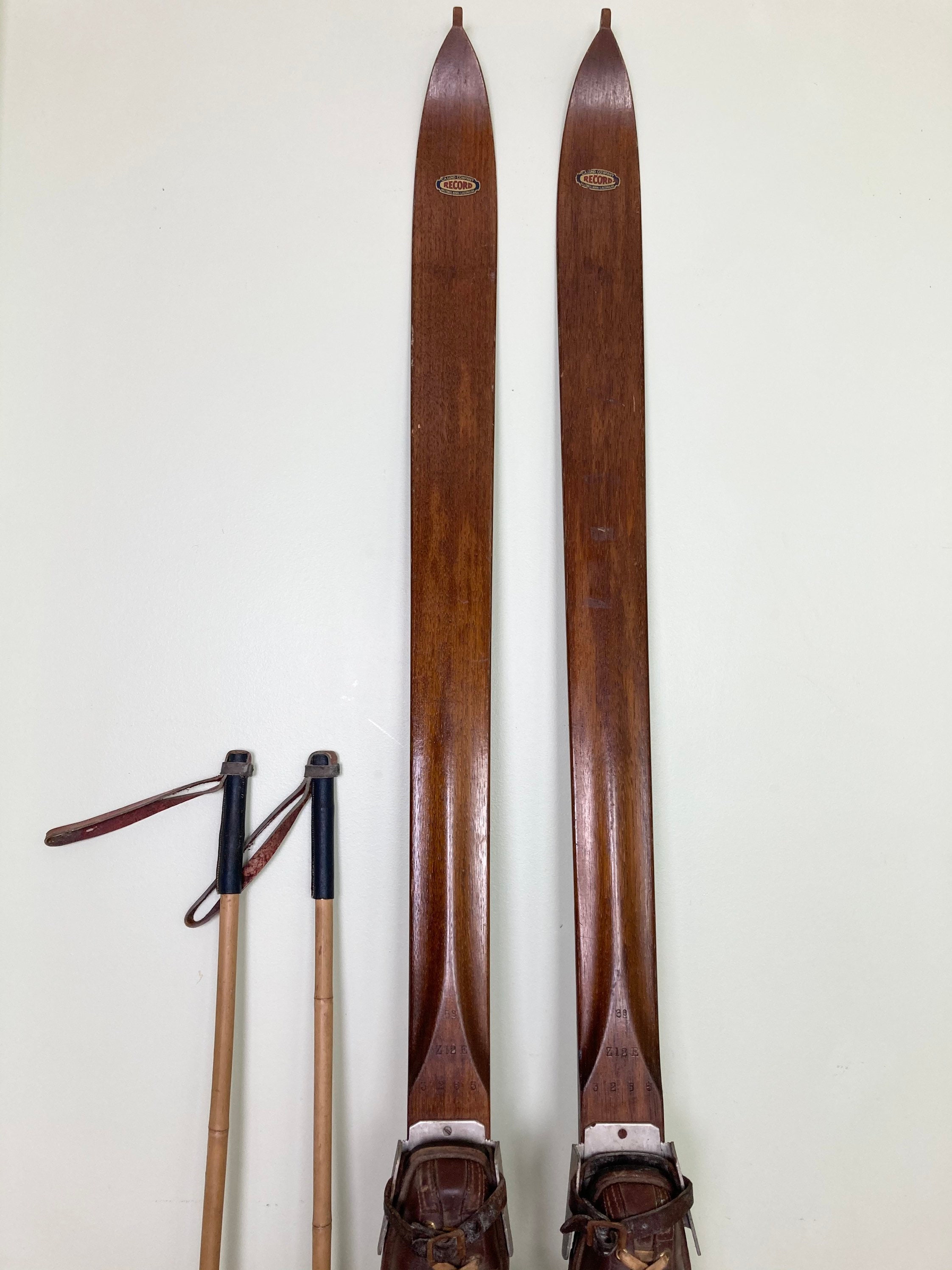 Antique Lund Record Skis 1940s Maple Vintage Downhill Skis Etsy