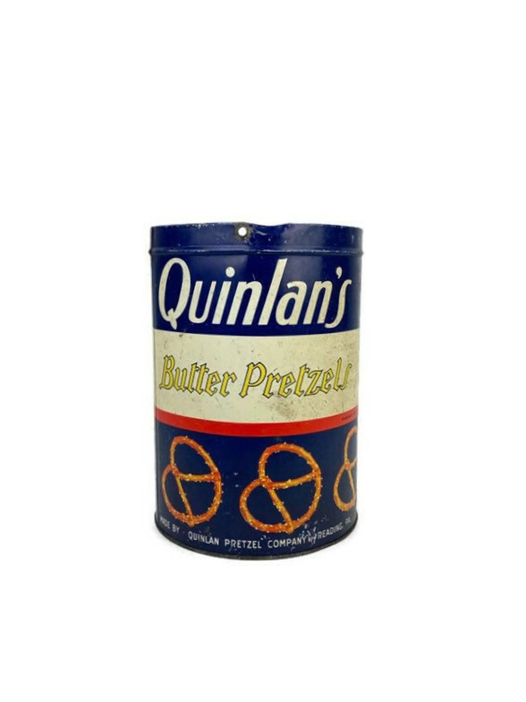 Vintage Quinlans Pretzel Tin Blue 1950s Pretzel Tin Kitchen Etsy