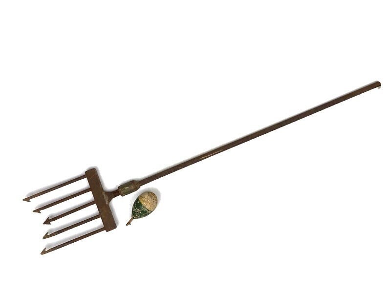 Antique Fishing Spear 1920s Cast Iron Heavy Fishing Spear Primitve