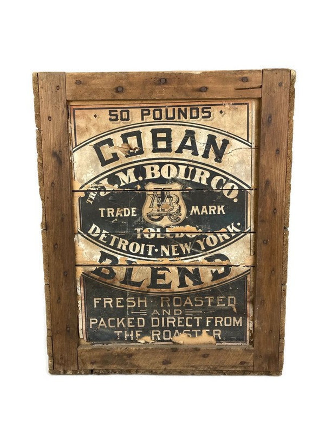 Antique Coffee Crate Paper Label Coffee Table 50 Pound Coban Etsy