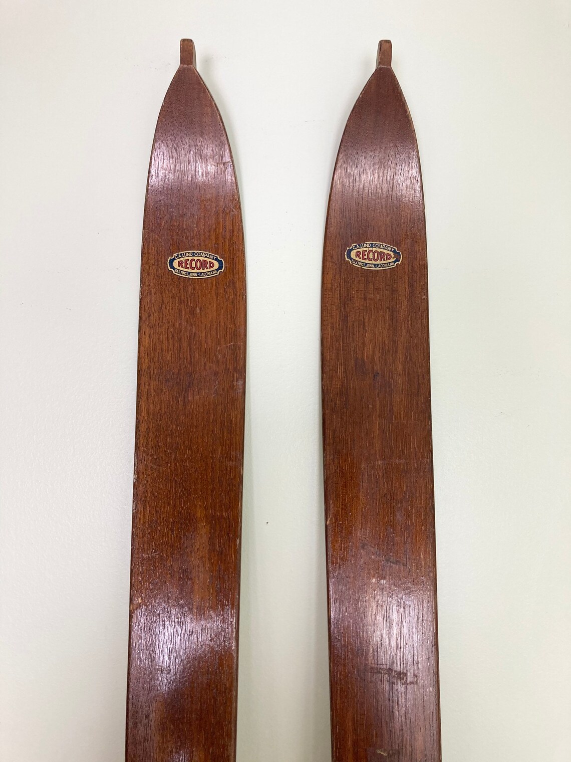 Antique Lund Record Skis 1940s Maple Vintage Downhill Skis Etsy