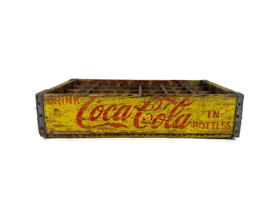 Vintage Yellow Coca Cola Crate Divided Wood Coke Crate Box Etsy
