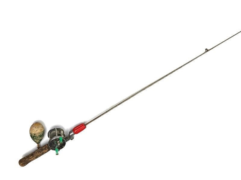 Vintage JC Higgins Fishing Pole and Reel 1950s Metal One Piece Rod