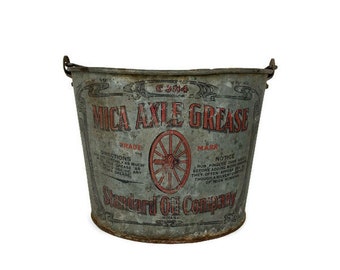 Antique Mica Axle Grease Bucket Standard Oil 1900s