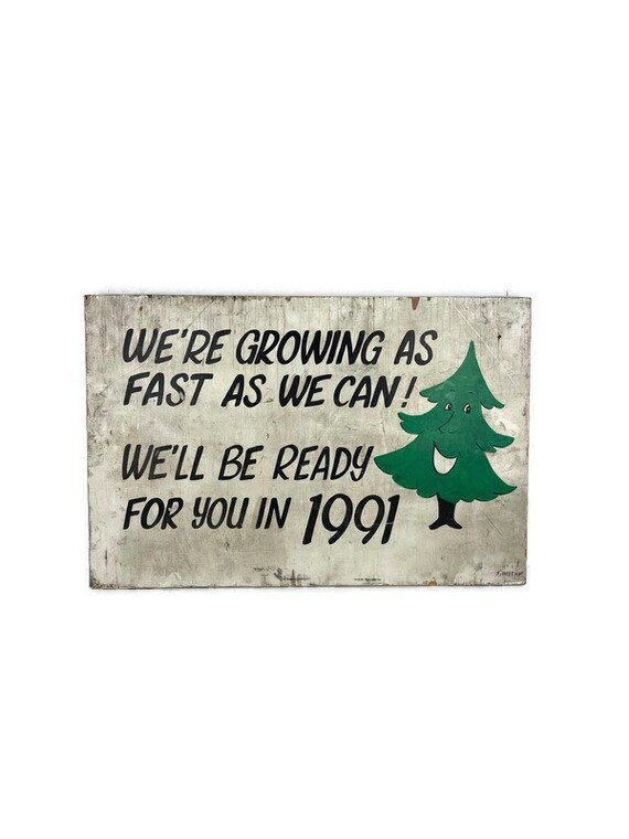 Vintage Christmas Tree Farm Wood Sign 1970s Hand Painted Tree Etsy