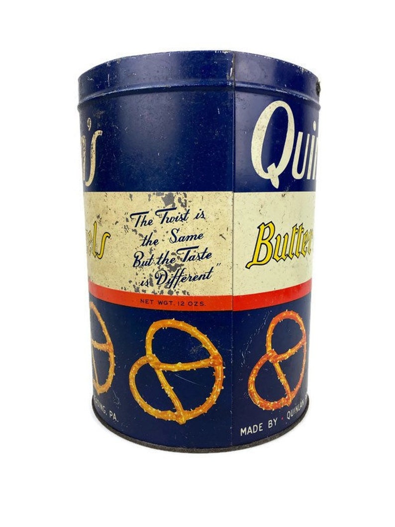 Vintage Quinlans Pretzel Tin Blue 1950s Pretzel Tin Kitchen Etsy