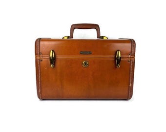 Vintage Train Case Vintage 1960s Samsonite Brown Style 4612 Mid Century Modern