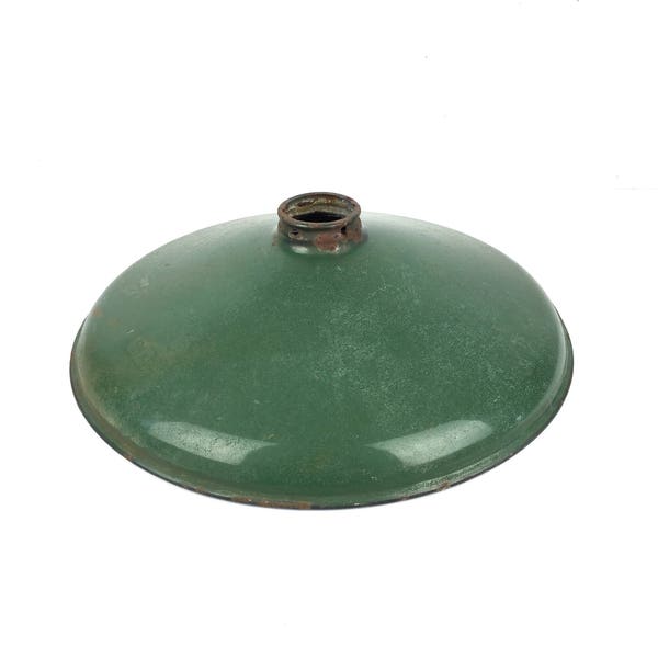 Antique Green Porcelain Shade 1930s Green Porcelain Industrial Light Shade Original Gas Station Porcelain Shade