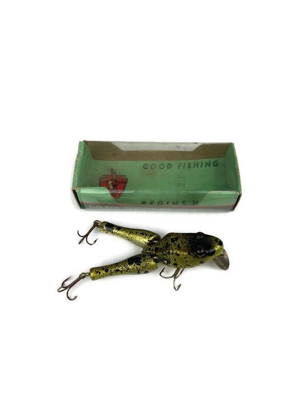 Antique Paw Paw Wotta Frog With Box Wood Fishing Lure 1940s