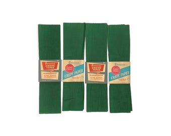 Vintage 1960s Dennison Green Crepe Paper New Old Stock