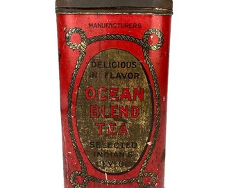 Vintage Ocean Blend Tea Company Tin 1930s Nautical Tea