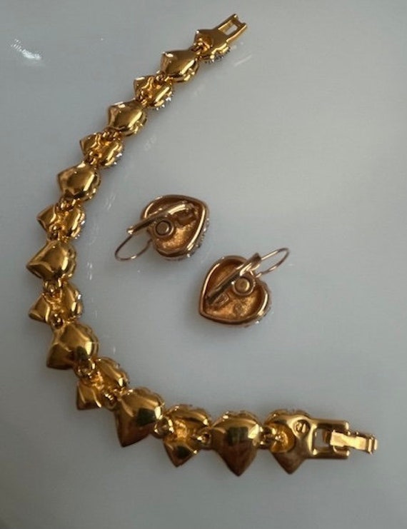 Bracelet earring set Swarovski branded, hearts an… - image 6