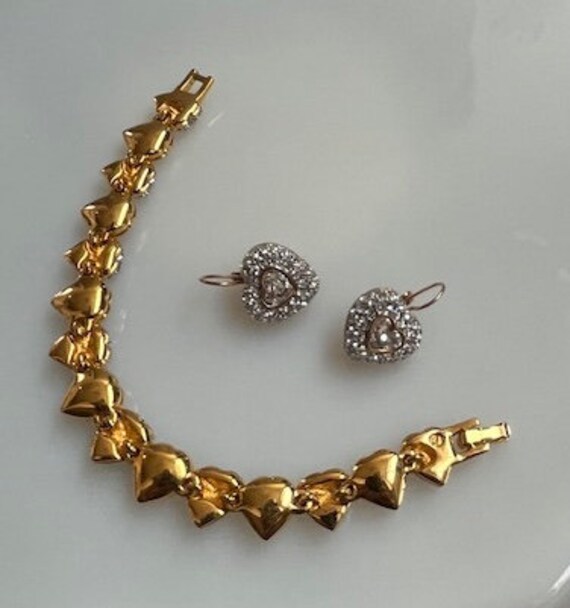 Bracelet earring set Swarovski branded, hearts an… - image 4