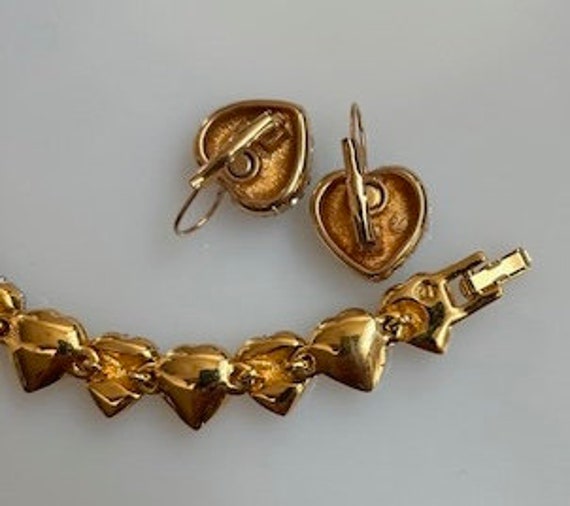 Bracelet earring set Swarovski branded, hearts an… - image 3