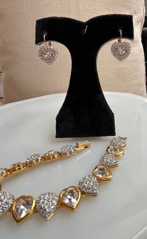 Bracelet earring set Swarovski branded, hearts an… - image 5