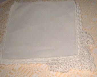 6 Antique Linen Doilies Crotcheted Lace 7" x 7"
