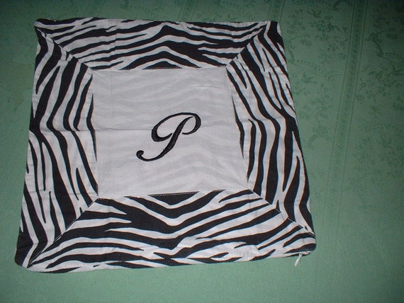 Pottery Barn Initial P Monogram Zebra Pillow Sham 15 Inches Etsy