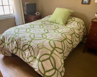 Funda nórdica Queen Green Garden Gate de alta calidad, 100 % algodón.