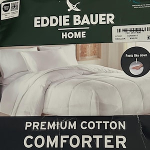 WHITE Eddie Bauer Queen Comforter Duvet Insert DOWN ALTERNATIVE Mint