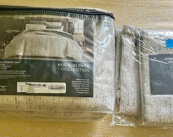 Tweed Textured Queen Duvet Cover and Two Shams NEUTRAL by Hudson Park MINT