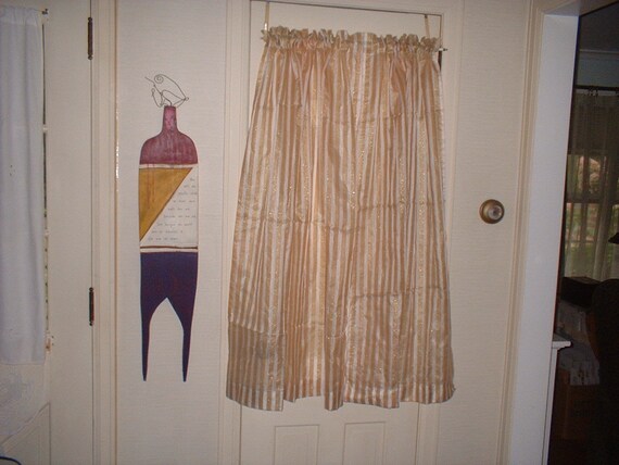 2 Custom Semi Sheer Curtains Window Panels Gold And Ivory - What Size Curtain For 46 Inch Window