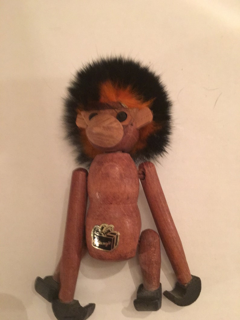 Vintage Wooden Toy Monkey From the 1960 