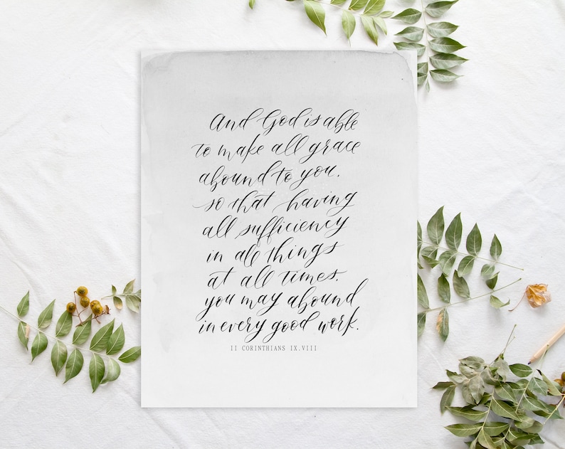 God is able to make all grace abound to you 2 corinthians etsy