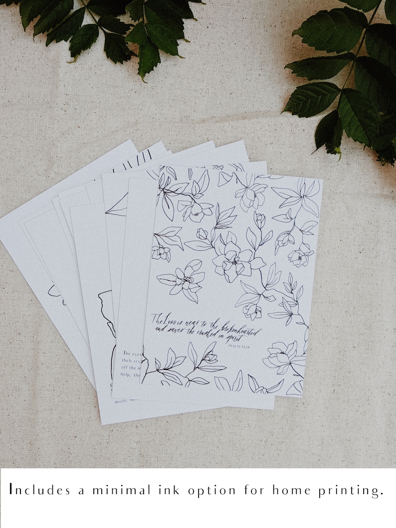 Printable Psalm 34 ESV Set of 12 Memorization Art Set DIGITAL DOWNLOAD Coloring Pages Minimalist ...