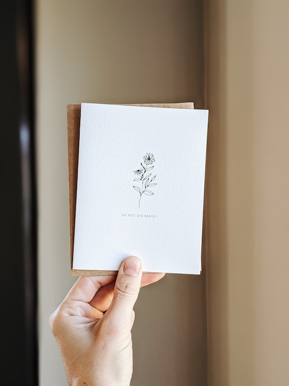 Du Bist Die Beste Card With Envelope Greeting Card Kraft Envelopes Blank  Folded Watercolor Cards 