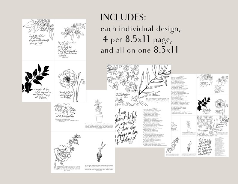 Printable Psalm 34 ESV Set of 12 Memorization Art Set DIGITAL DOWNLOAD ...