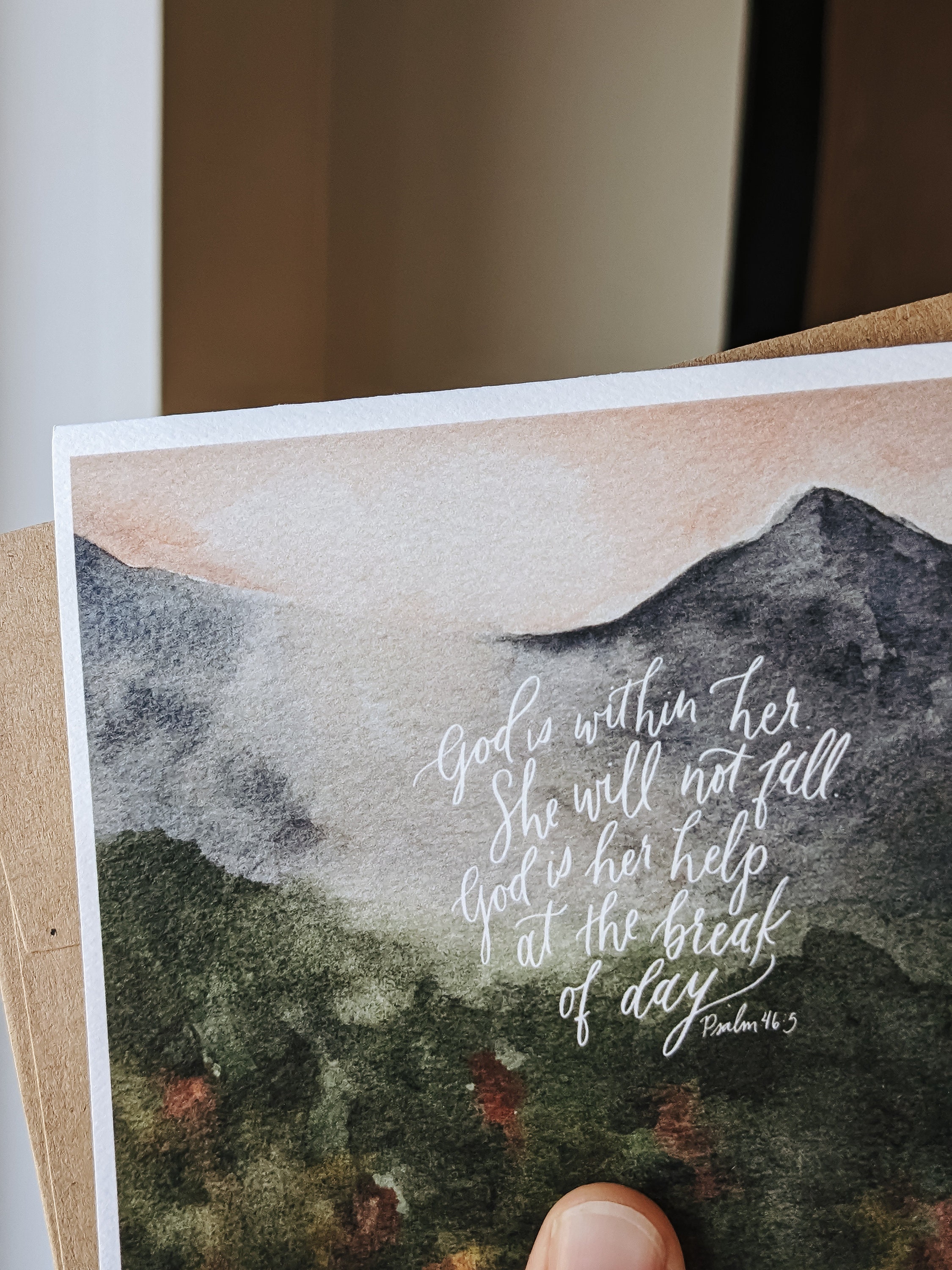 You Will Hear a Voice Sunlit Path Scripture Card With Envelope Greeting Card  Kraft Envelopes Blank Folded Watercolor Cards 
