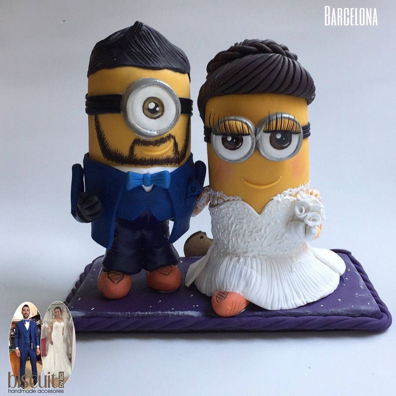Wedding Minions Cake topper Custom Cold Porcelain Clay Etsy