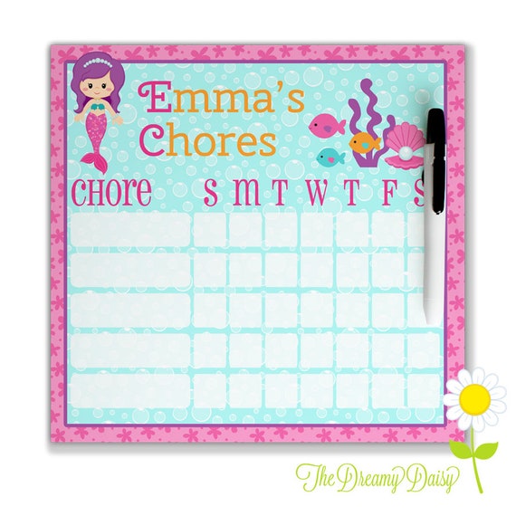 Personalized Chore Chart Dry Erase