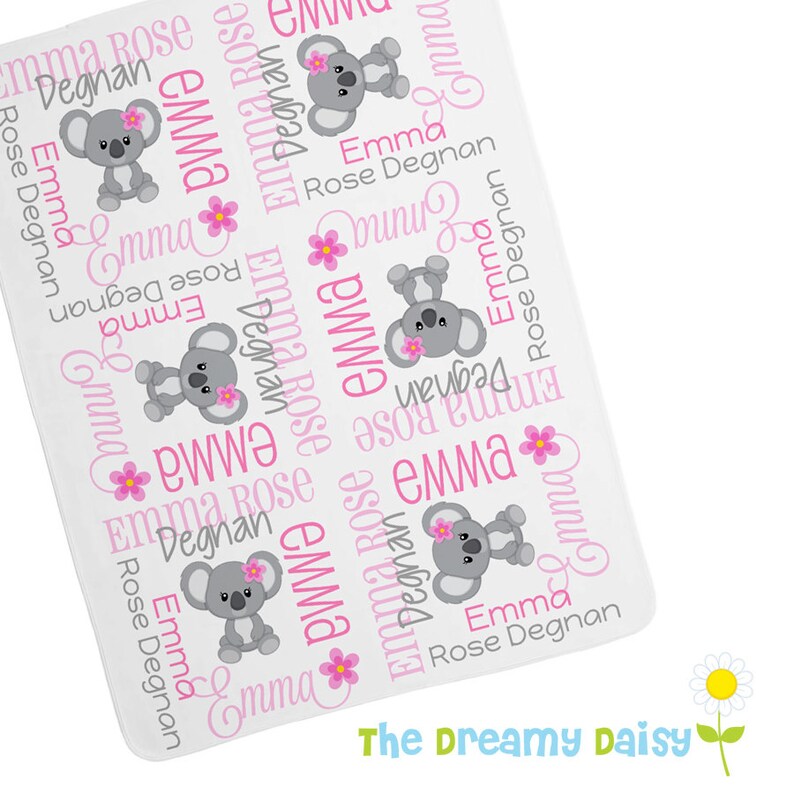 Personalized Baby Blanket Koala Receiving Blanket Custom Etsy