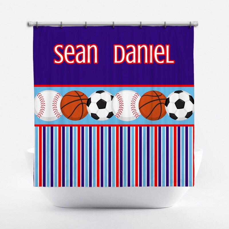 Sports Decor Shower Curtain American Football Leather Laces Fun