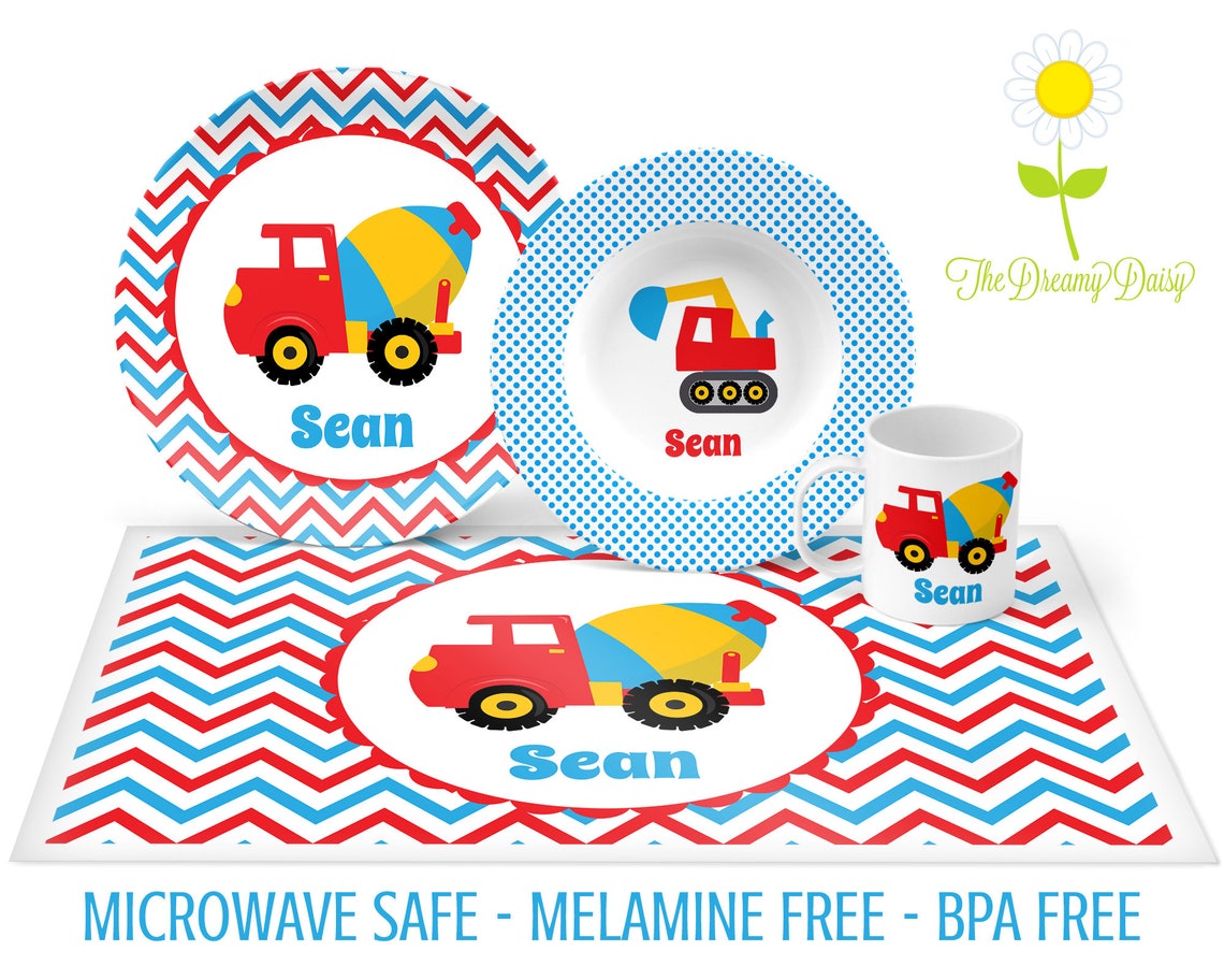 Construction Plate Set Personalized Kids Plate Bowl Mug & Etsy