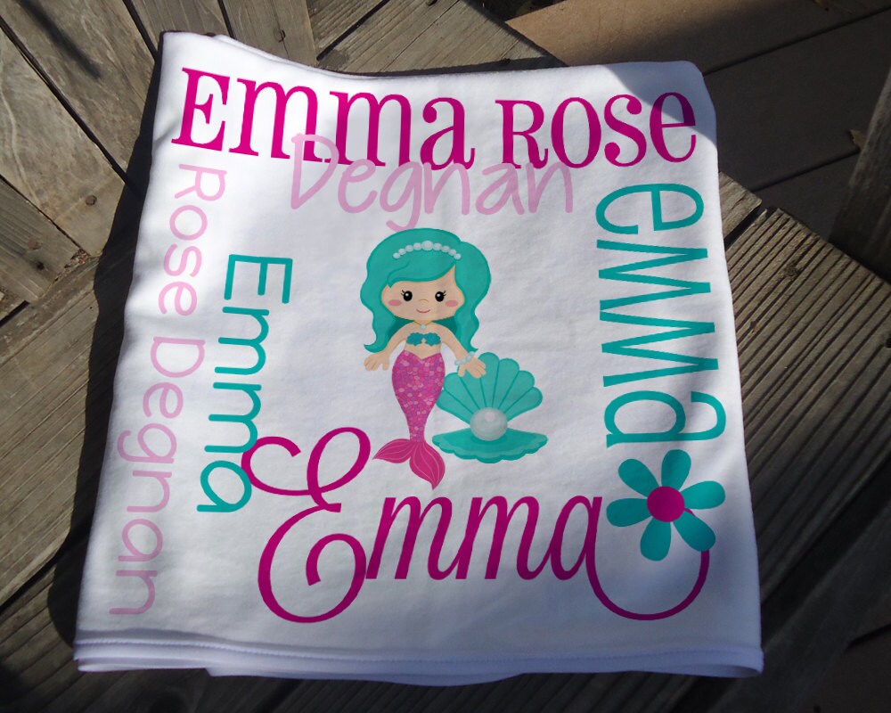 Personalized Mermaid Baby Blanket Mermaid Receiving Blanket Etsy