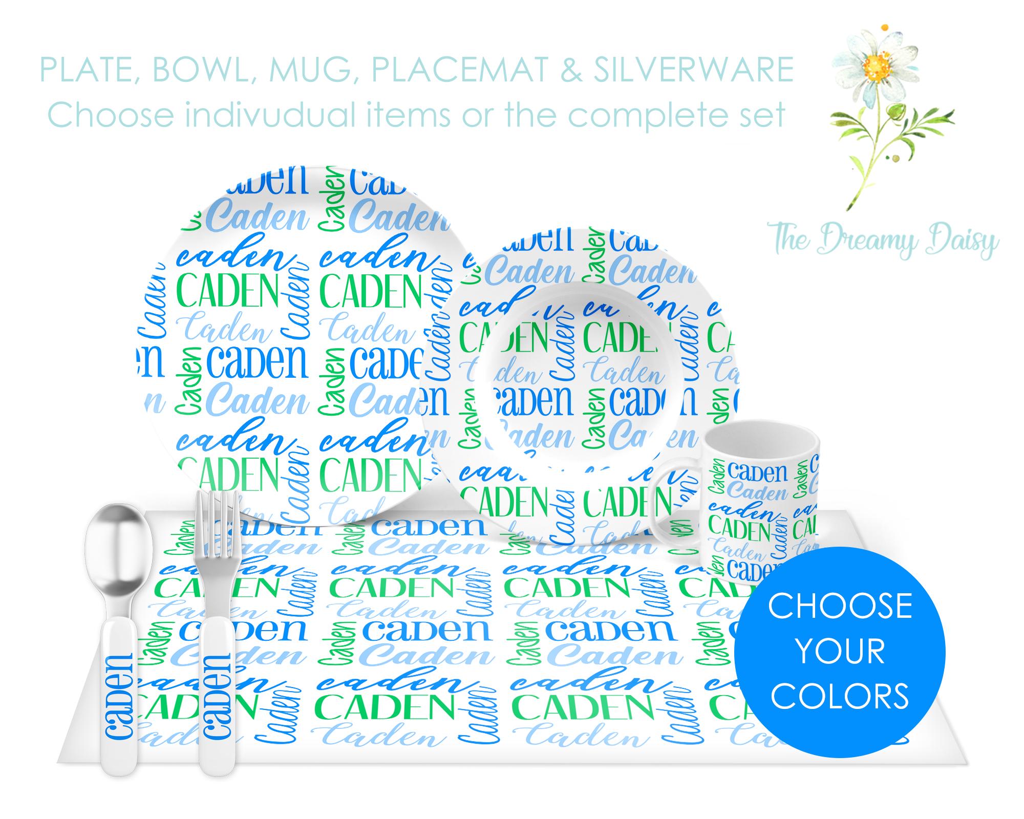 Names Dish Set Personalized Name Plate Set for Kids - Name Dinnerware for Children ...